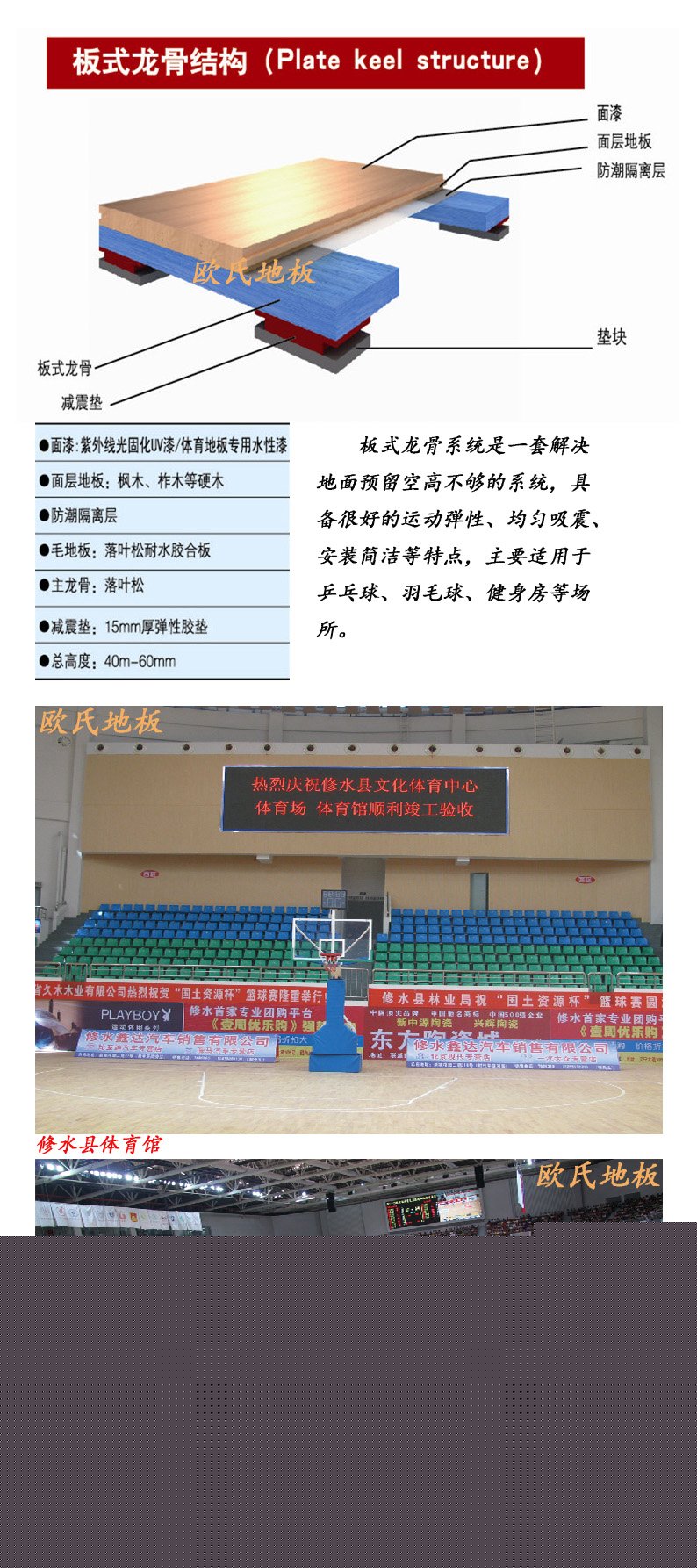 歐氏地板運動木地板板式龍骨結(jié)構(gòu)